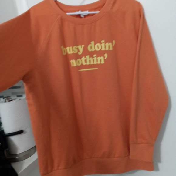 My Style Long Sleeve Orange " BUSY DOIN' NOTHIN' PULLOVER SWEATSHIRT LG - Picture 5 of 6